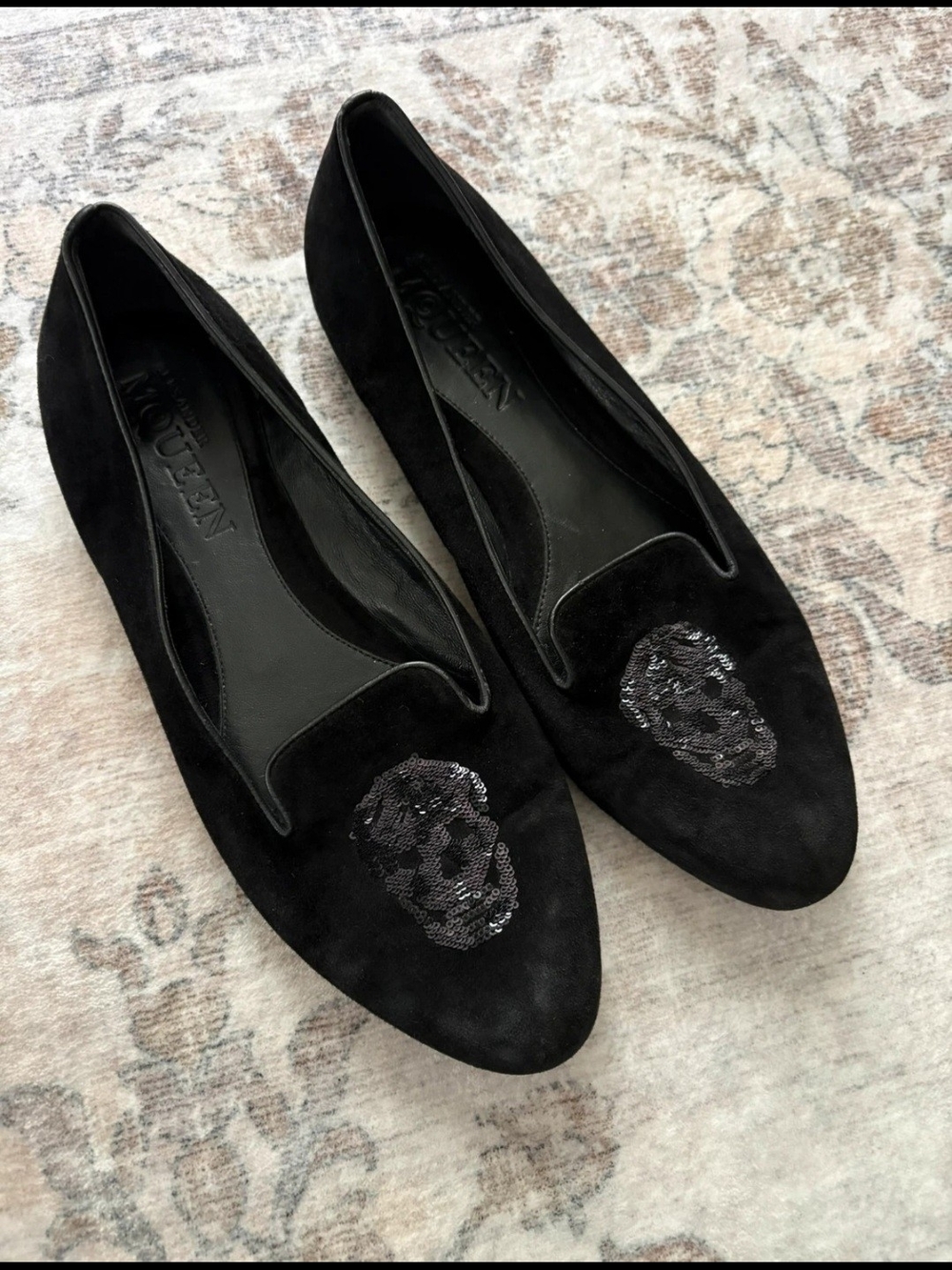 Alexander McQueen Black Suede Skull Loafers